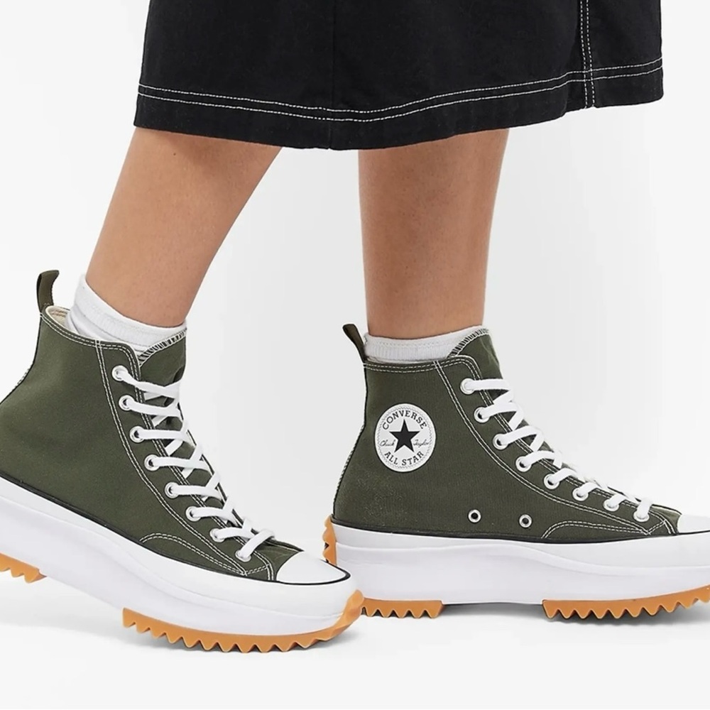 Converse Run Star Hike Platform High Olive 
Green In Used Condition As-is